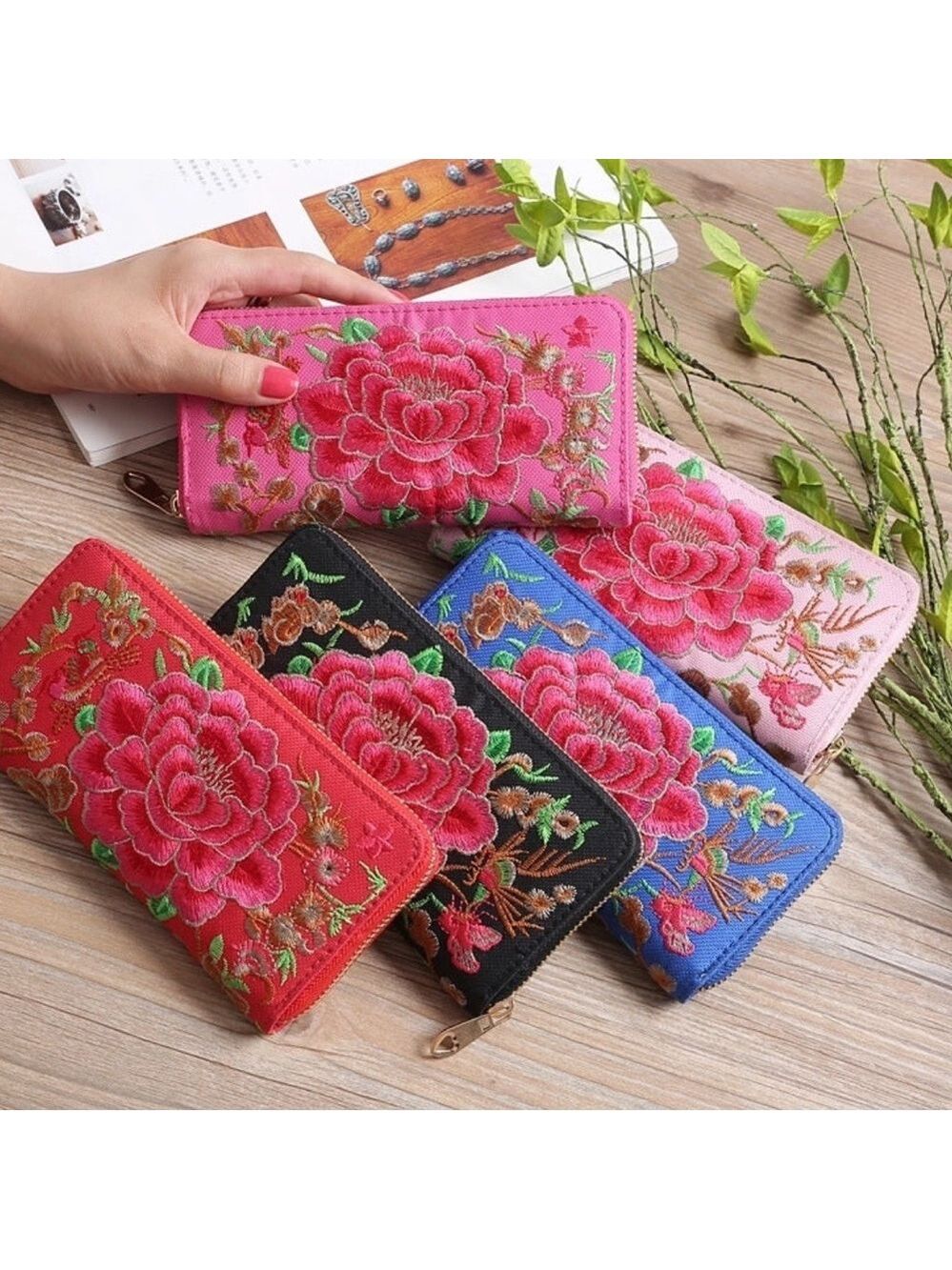 Artisan Embroidered Wallets - Colors & Styles Available - Picture 10 of 16